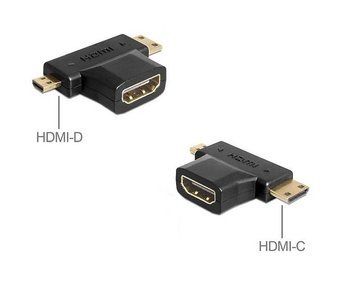 Delock HDMI A <> Mini HDMI C <> Micro HDMI D Splitter Adapter