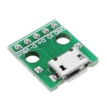 MicroUSB Socket Module - 5-Pin PCB Breakout Board