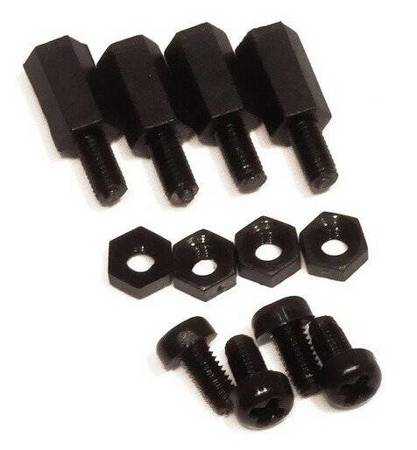 4 pcs M3x10 Nylon Spacer - Black - with Nuts and Bolts