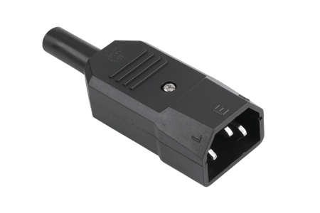 IEC C14 3-pin Computer AC Mains Power Plug for Cable CP22R, Black